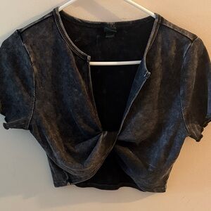 Black Knotted Crop Top